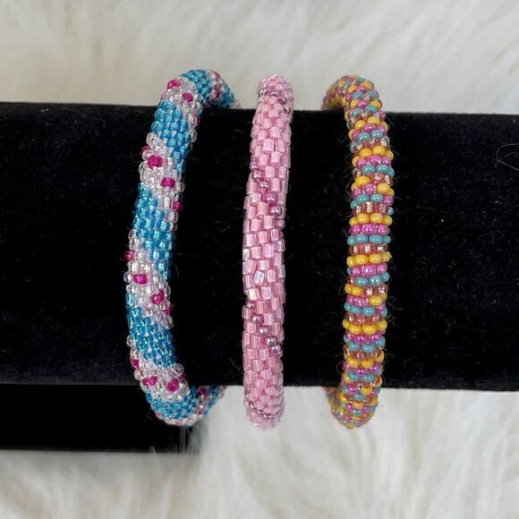 HAND CRAFTED in Nepal Beaded Bracelets
(set of 3) #315 - Picture 1 of 4